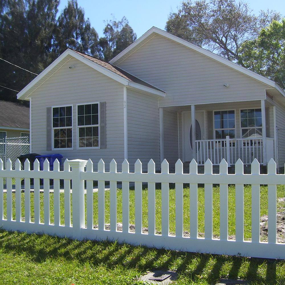 Weatherables Plymouth 3 ft. H x 8 ft. W White Vinyl Picket Fence Panel Kit PWPI-3R5.5-3X8