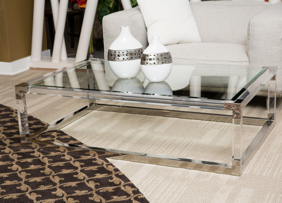 State St. Rectangular Cocktail Table   Glass/Stainless Steel   Contemporary   Coffee Tables   by HedgeApple  Houzz