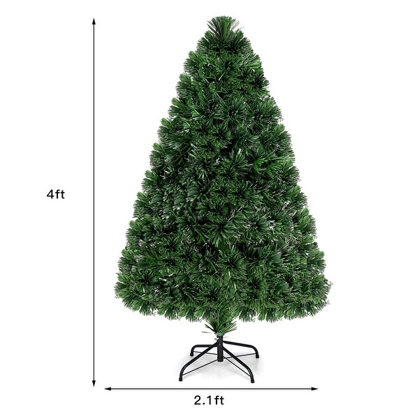 4Foot PreLit Fiber Optic PVC Christmas Tree with Sturdy Plastic Stand for Festive Decor