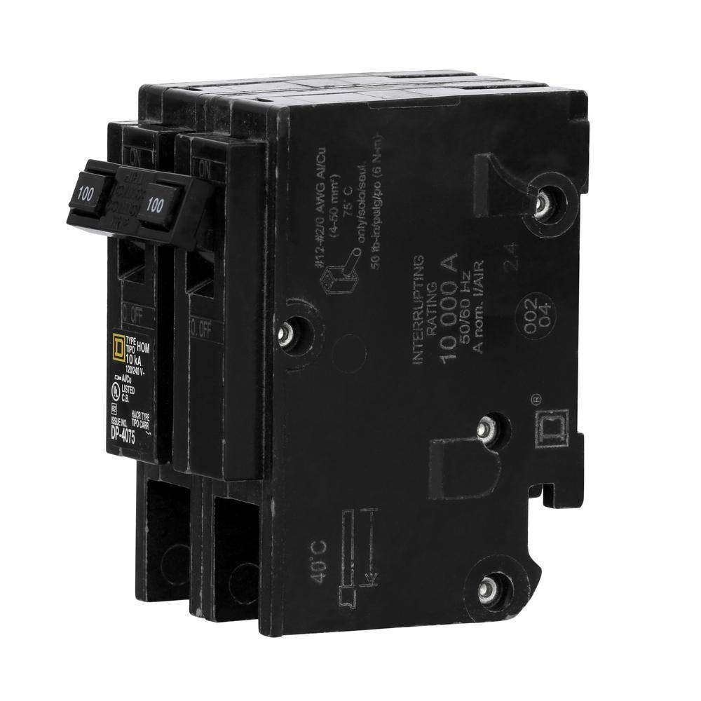 Square D Homeline 100 Amp 2-Pole Circuit Breaker HOM2100CP