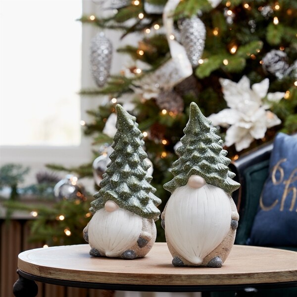 Set of 2 Gnome with Tree Hat Christmas Tabletop Figurines 11.25