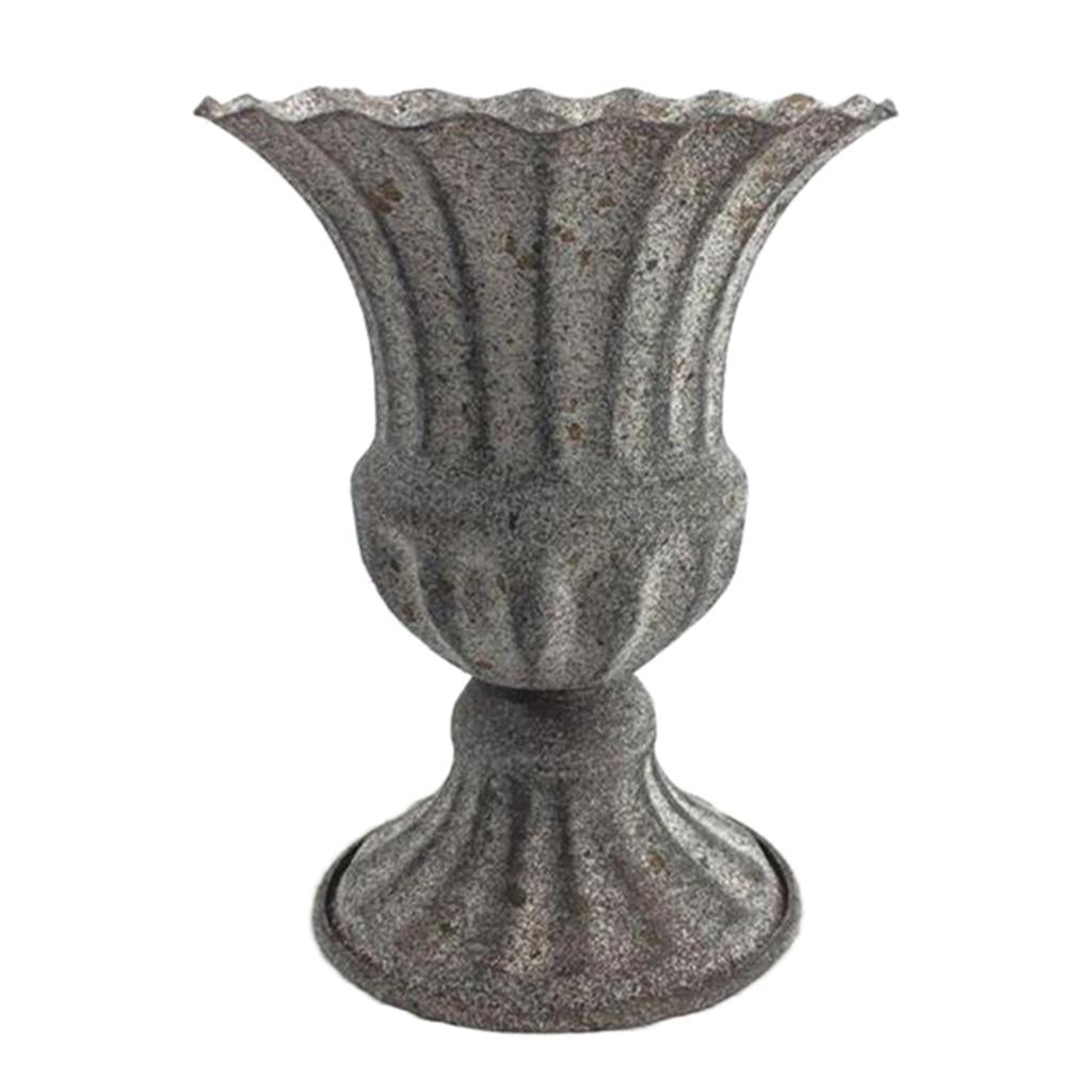 Retro Metal Iron Decorative Flowerpot Floral Dried Flower Vase Grey