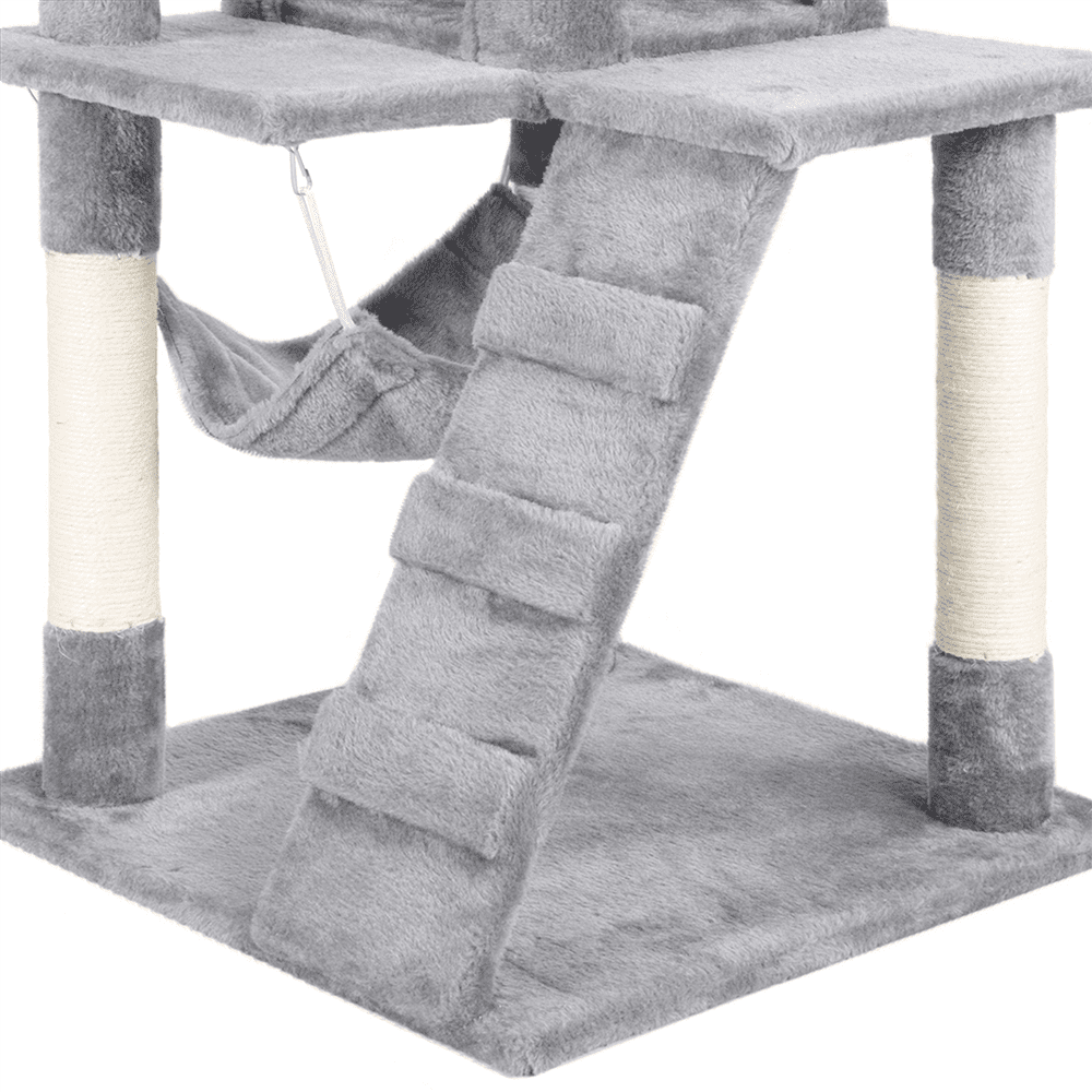 Yaheetech 51-in Cat Tree and Condo Scratching Post Tower， Light Gray