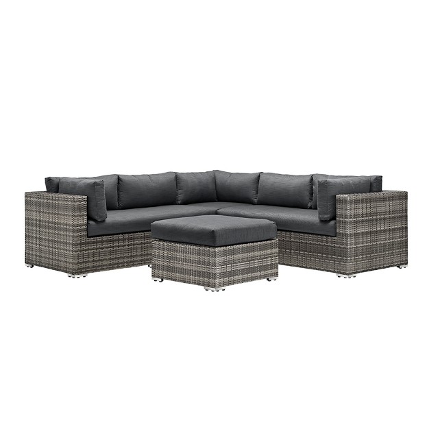 4pc Metal Multi shade Rattan Sectional Gray Saracina Home