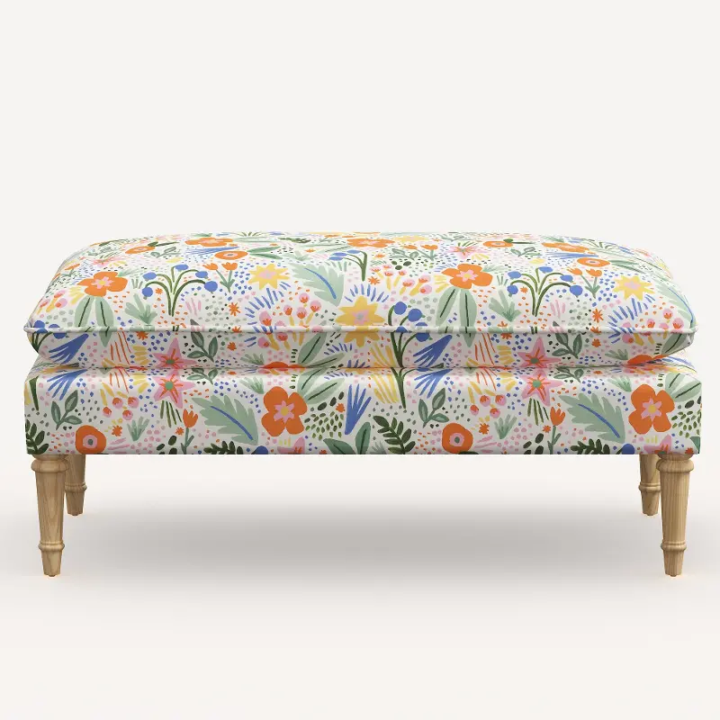 Rifle Paper Co. Flora Multi Color Floral Pillowtop Bench