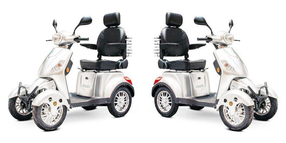 EWheels EW-46 - Luxury 4 Wheel Mobility Scooter, w/Captain's Seat and 400lbs Capacity, Silver