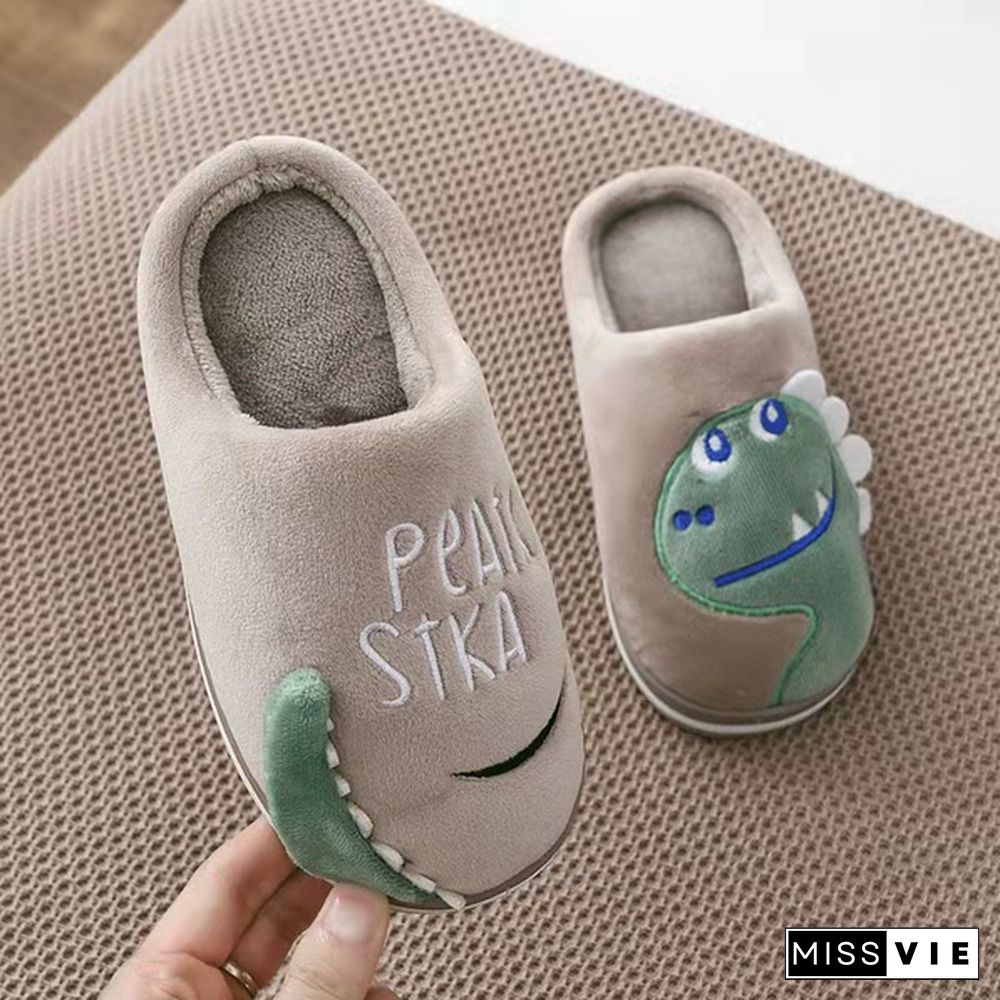 Parent Child Family Autumn And Winter Cotton Slippers Dinosaur Cotton Slippers Children Cartoon Cotton Slippers Couple Cotton Slippers