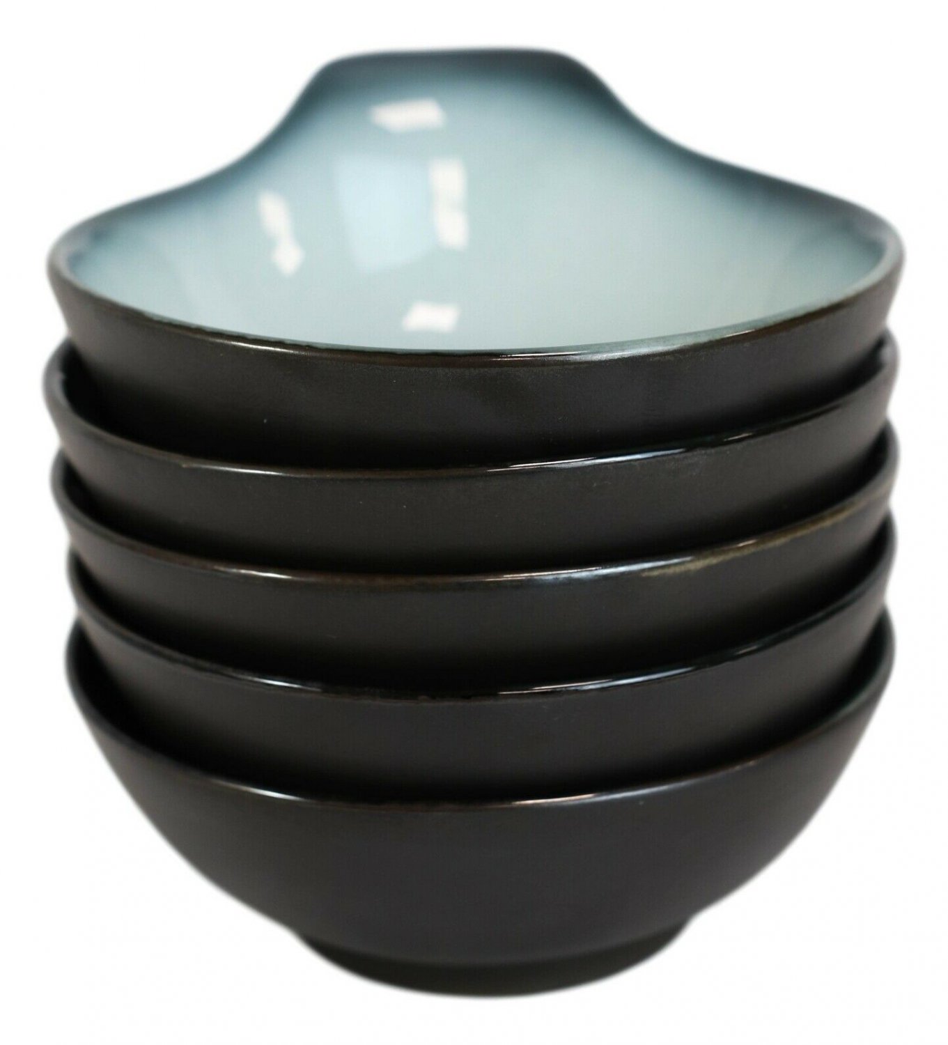 1 Pack Of 5 Ceramic Zen Blue Tempura Dipping Sauce Condiment Bowls With Handle EBR02