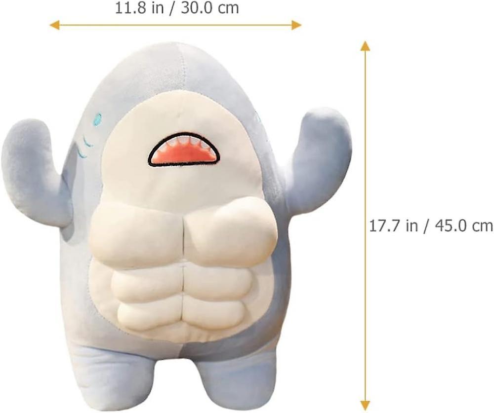 1pcs Cute 3d Muscle Shark Plush Toy，soft Stuffed Shark Animal Dolls Shark Hugging Pillow For Kids Children Xmas Birthday Gifts