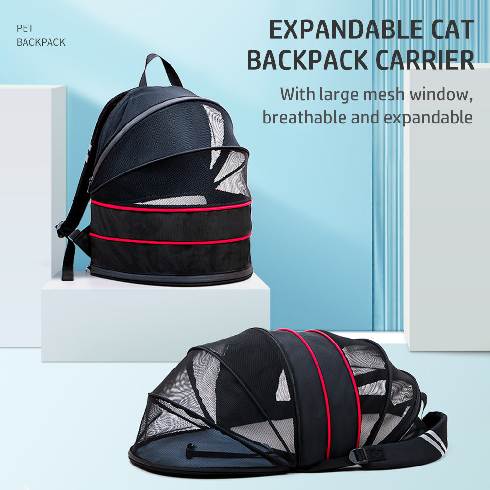 Expandable Cat Backpack Carrier With Breathable Mesh Pet Travel Bag For Cats And S Dogs Fully Ventilated Foldable Lightweight