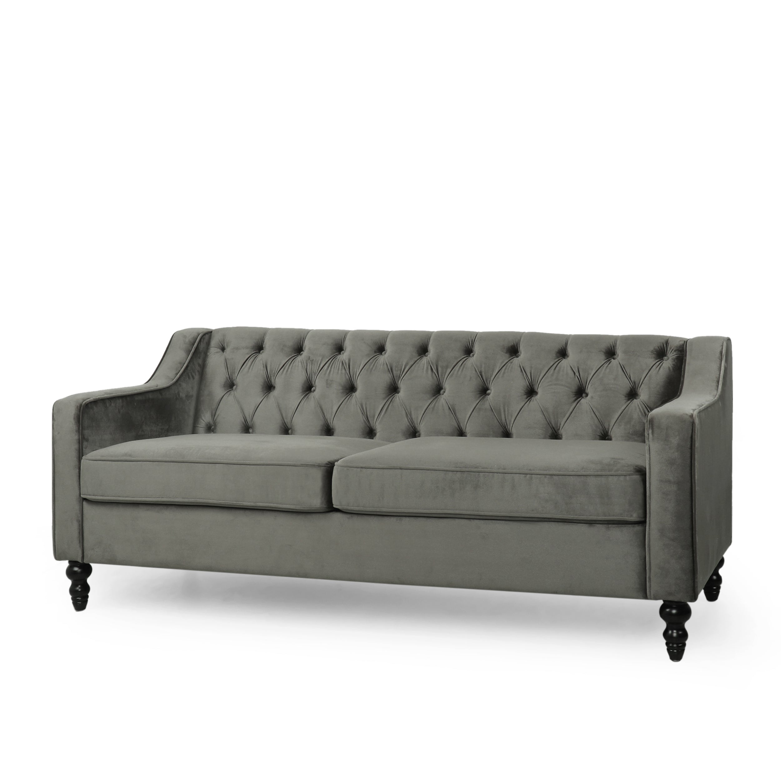 Jameer Modern Glam Tufted Velvet 3 Seater Sofa