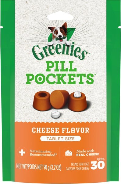 Greenies Pill Pockets Cheese Flavor Dog Treats， Tablet Size， 30 count