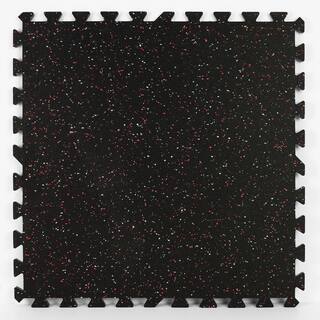 FloorPops Rhyolite Black 24 in. W x 24 in. L x 0.47 in. Thick Rubber Interlocking Exercise Floor Tiles (4 tilescase) FPR4268