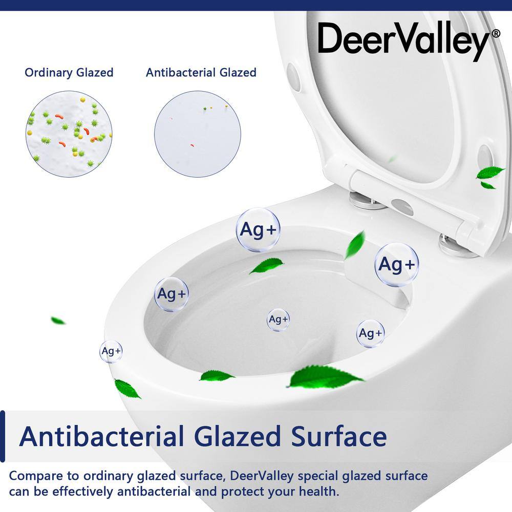 DEERVALLEY Liberty Wall-Mounted 1-Piece 0.81.6 GPF Dual Flush Elongated Toilet in White DV-1F0069