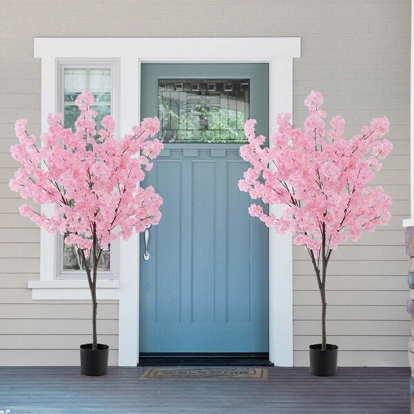 Costway 6.5 FT 1/2 PCS Tall Artificial Cherry Blossom Tree with 1170