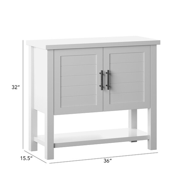 Console Table with USB Charging Ports and Louvered Doors