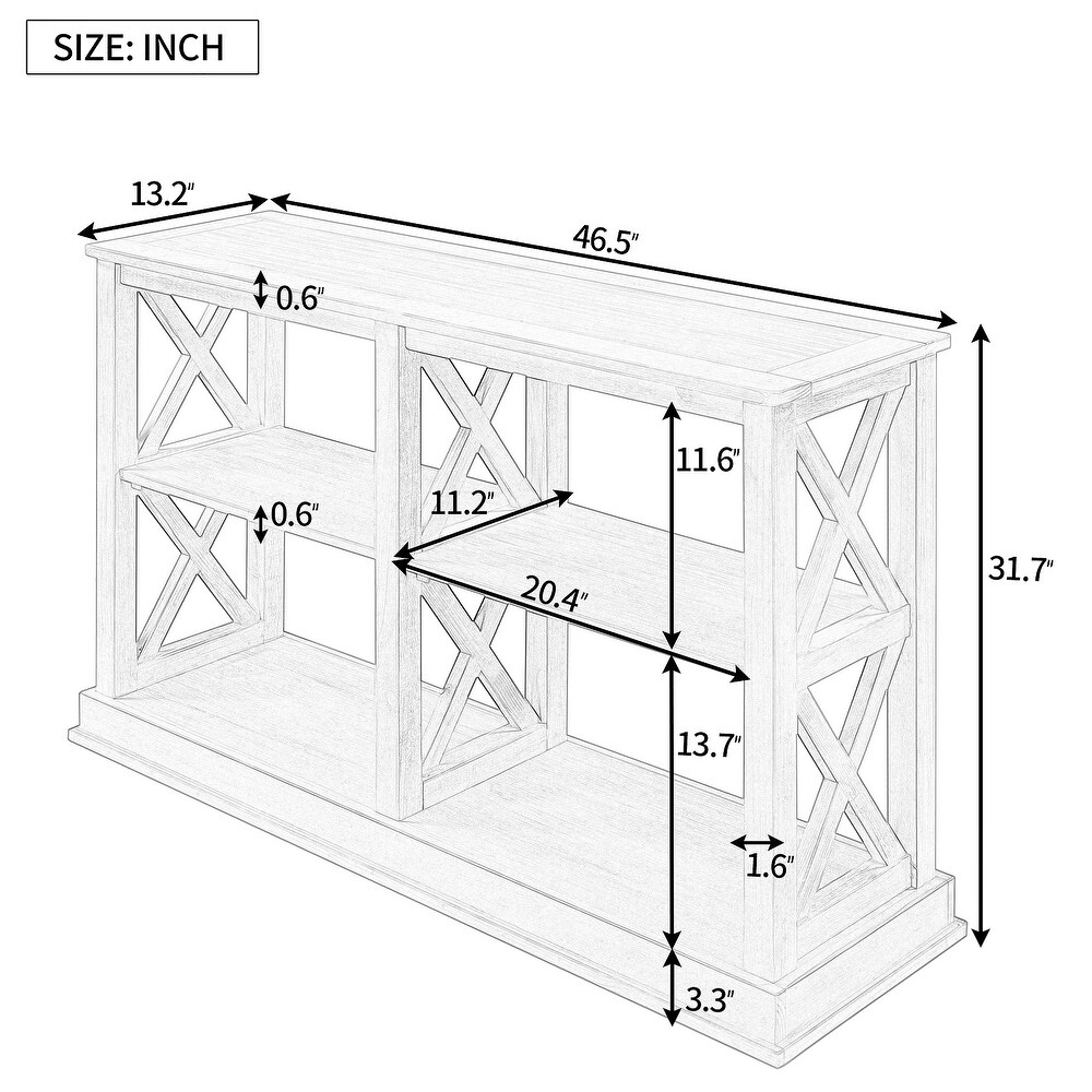 Console Table with 3 Tier Open Storage Spaces and \