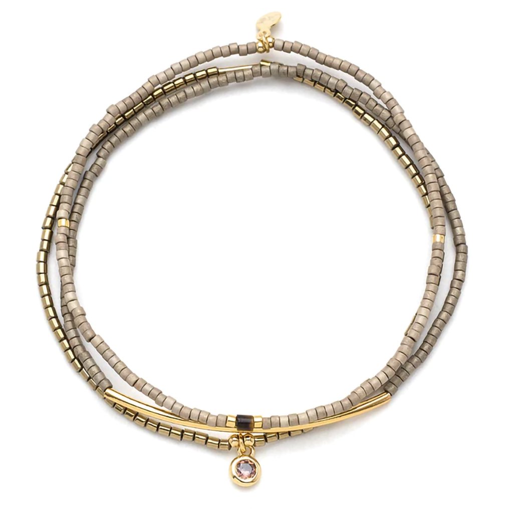 Scout Curated Wears  Tonal Chromacolor Miyuki Bracelet Trio - Pewter/Gold