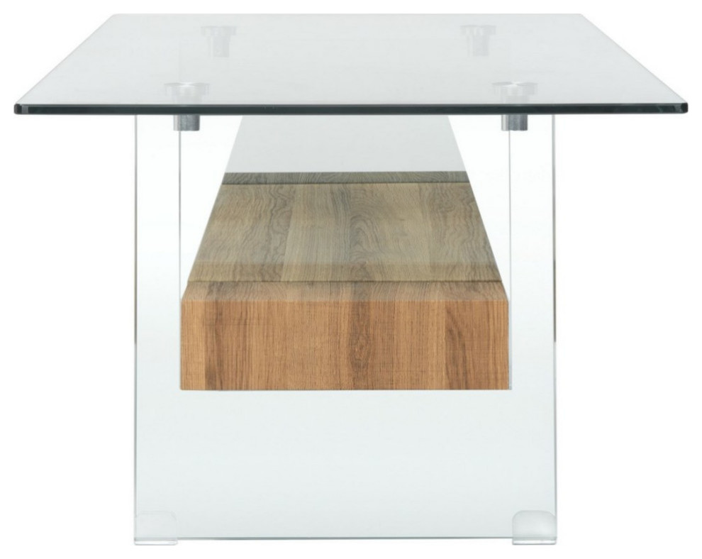 Leah Glass Coffee Table  Natural Brown   Contemporary   Coffee Tables   by Rustic Home Furniture Deco  Houzz