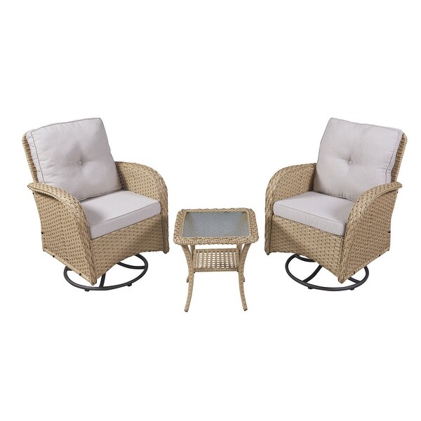 Swivel Patio Chair and Table 3 Piece Outdoor Furniture Set