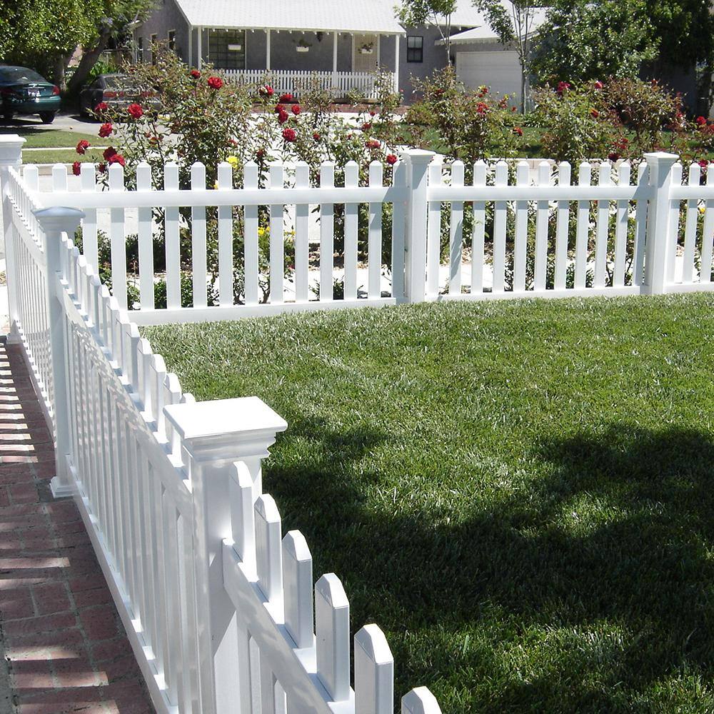 Weatherables Chelsea 4 ft. H x 8 ft. W White Vinyl Picket Fence Panel Kit PWPI-3-4X8