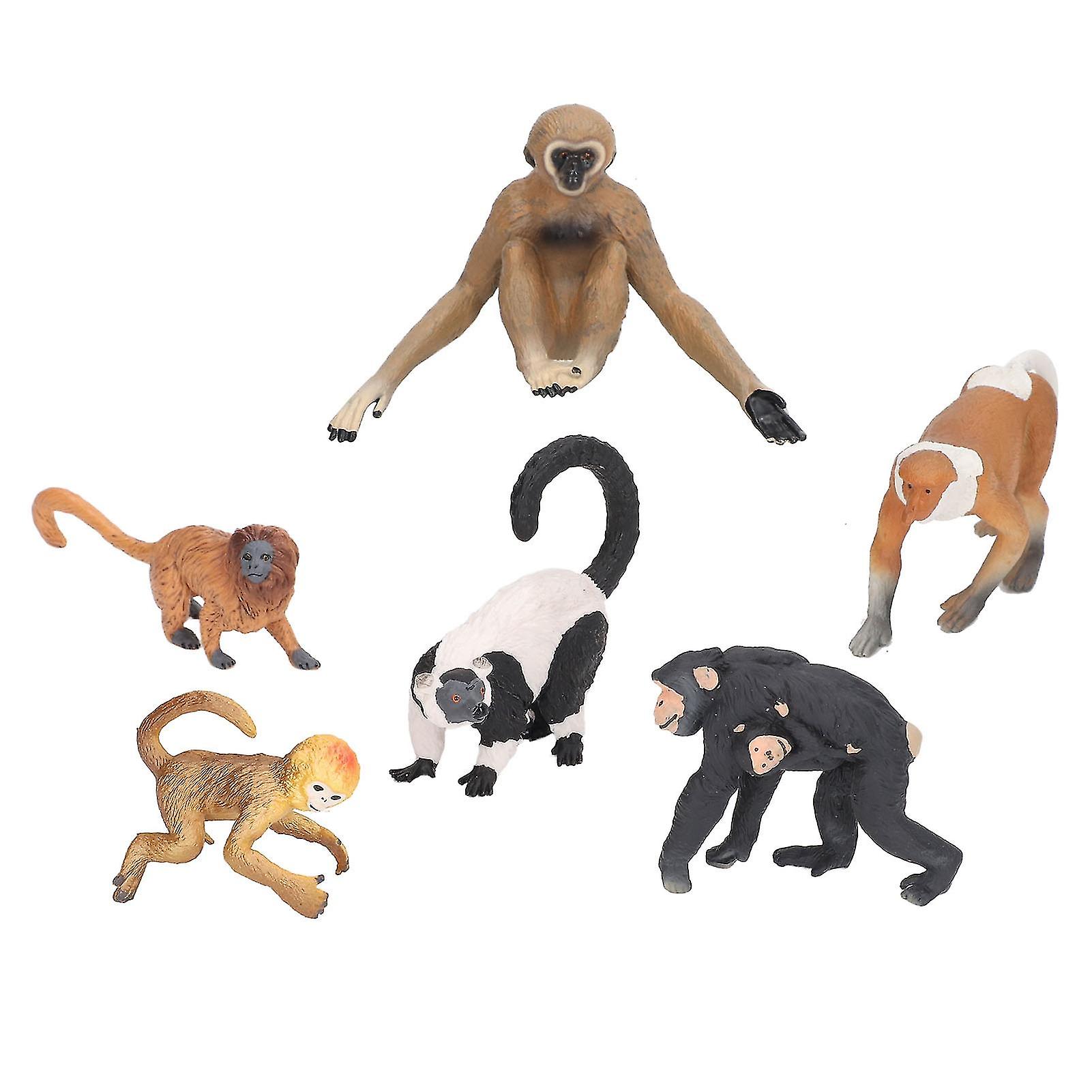 6Pcs Monkey Models Playset Safe Simple Styling Simulation Kids Educational Toy Set for Kids