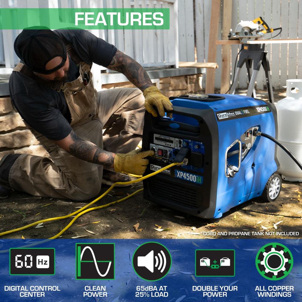 Duromax XP4500iH Portable Generator 4500 Watt 223cc Dual Fuel Digital Inverter Hybrid ;