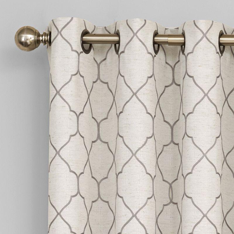 Regent Court 1-Panel Embroidered Lattice Window Curtain