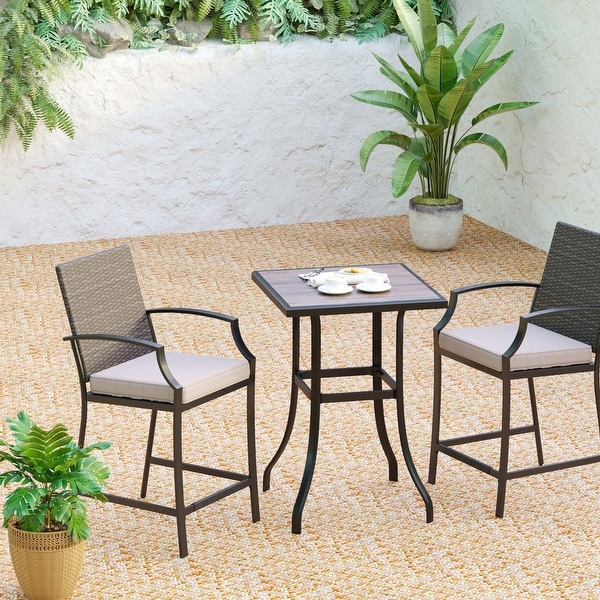 3piece Outdoor Swivel Bar Stool and Table Bistro Set