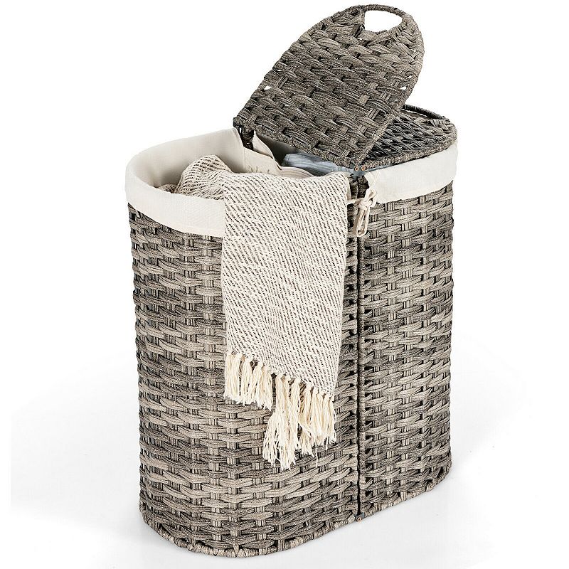 Handwoven Laundry Hamper Basket with 2 Removable Liner Bags