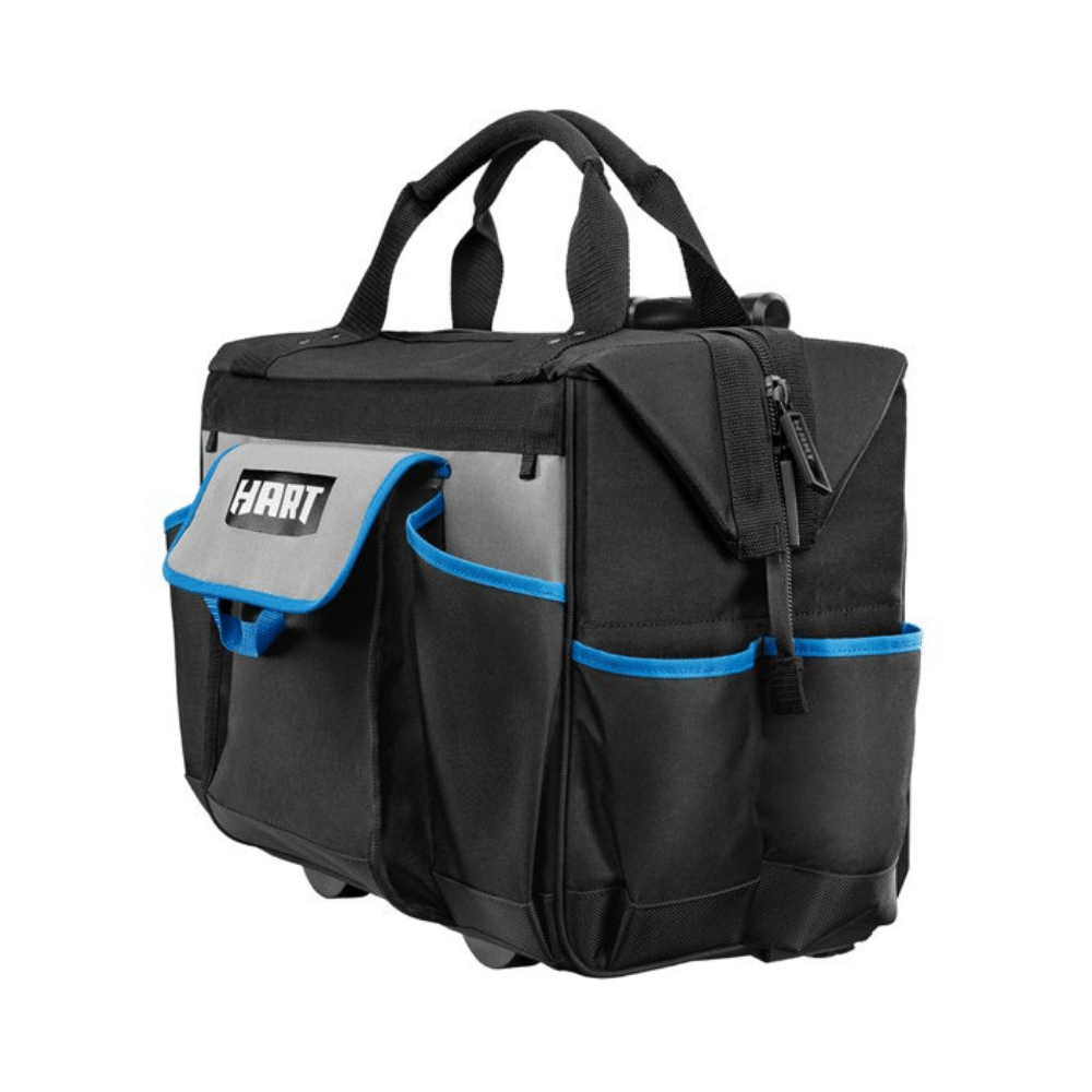 Hart 18-Inch Rolling Tool Bag， Waterproof Bottom， Telescoping Pull Handle