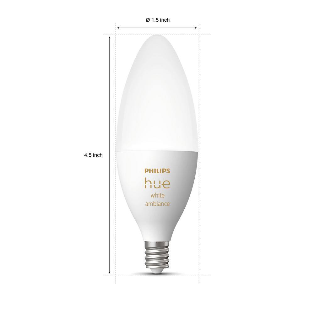 Philips Hue 40-Watt Equivalent E12 Smart LED Candelabra Tuneable White Light Bulb with Bluetooth (1-Pack) 573089