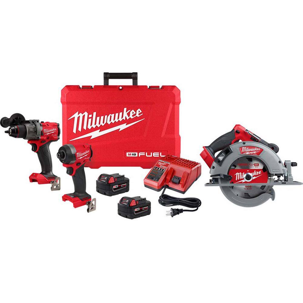 MW M18 FUEL 18-V Lithium-Ion Brushless Cordless Hammer Drill and Impact Driver Combo Kit (2-Tool) w7-14 in Circular Saw 3697-22-2732-20