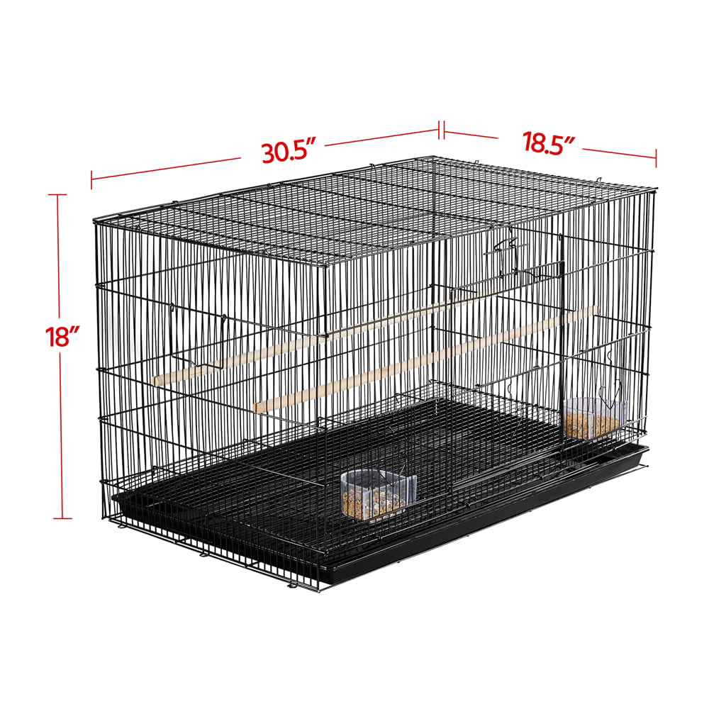 Topeakmart 30.5''L x 18.5''W x 18''H Rectangle Breeding Flight Cage with Slide-Out Tray for Parrots Parakeets Conures Birds， Black