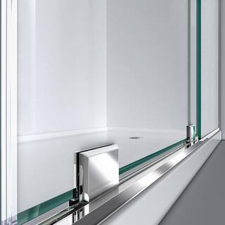 DreamLine Mirage-X 56 in. to 60 in. x 72 in. Semi-Frameless Sliding Shower Door in Brushed Nickel SHDR-1960723R-04