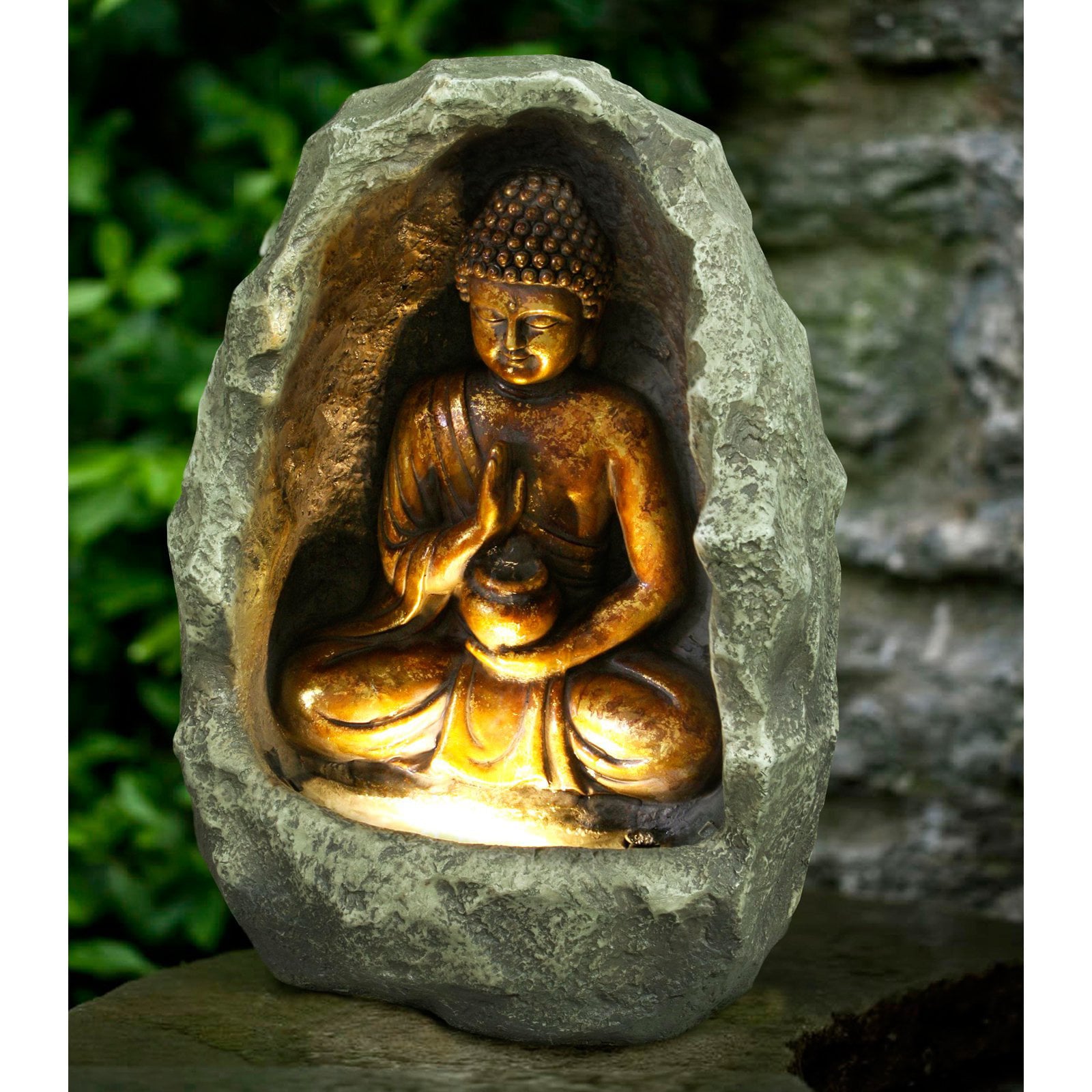 Hi-Line Golden Buddha Fountain with Light