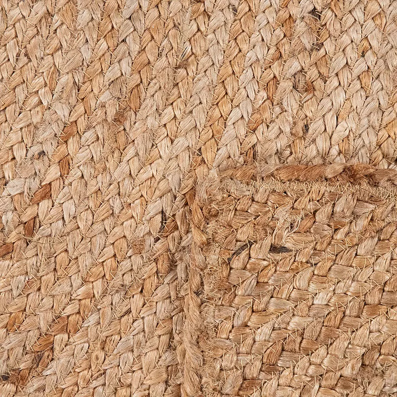 Hand-Woven Jute Rug with Natural Jute Fibers and Circles in Brown