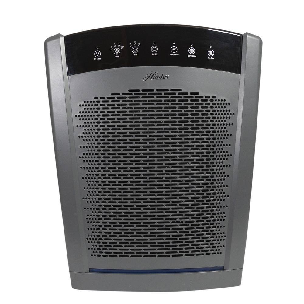 Hunter HP850UV-GR Large UVC Multi-Room Console Air Purifier in Graphite