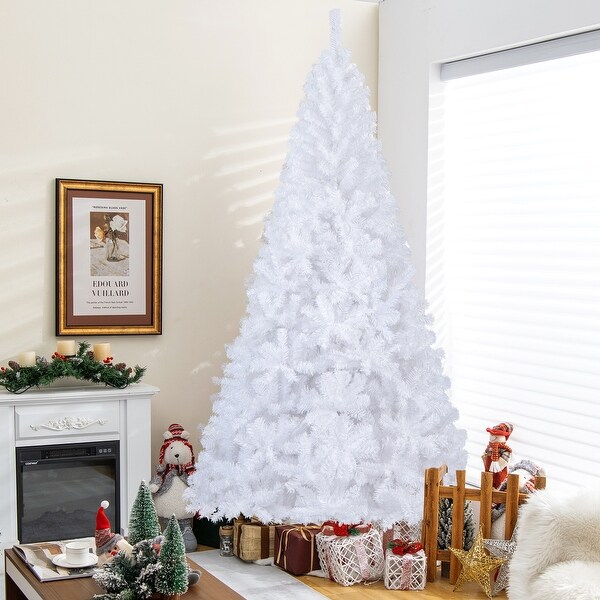 Premium 8Foot White PVC Artificial Christmas Tree with Sturdy Stand for Festive Decor