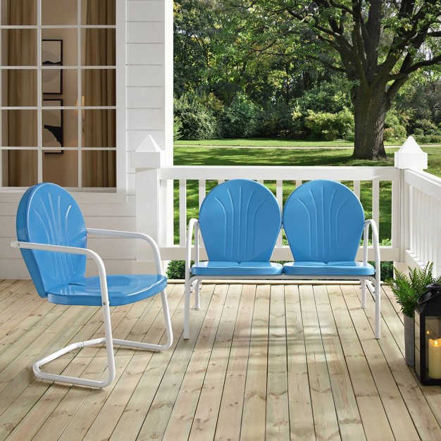 Griffith 2pc Outdoor Seating Set Blue Crosley