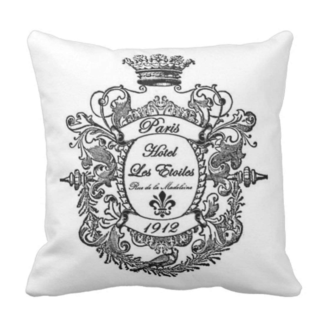 BPBOP Black White Hotel Paris French Market Vintage France Pillowcase Cushion Cover 20x20 inches