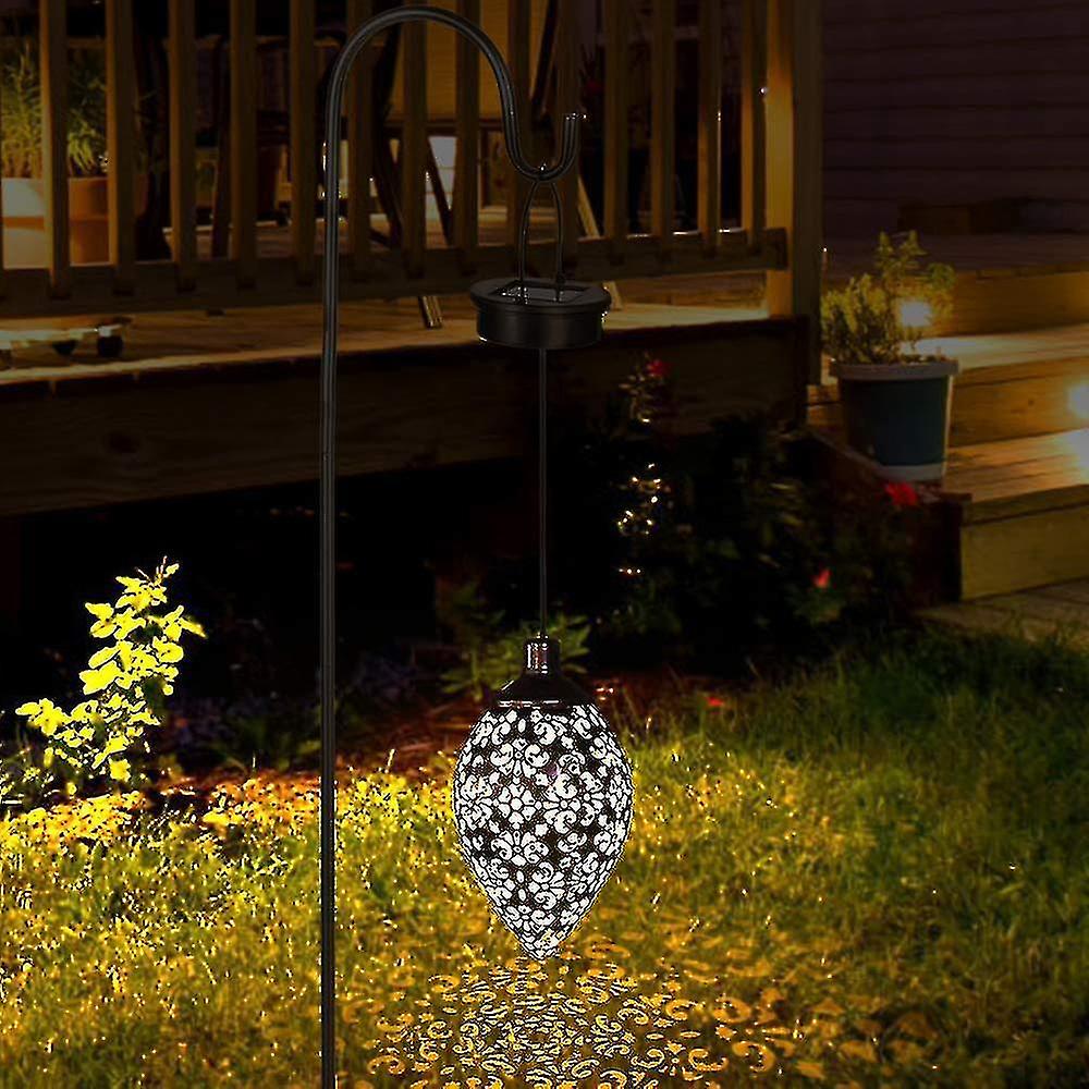 Solar Lantern Light， Outdoor Hanging Garden Lights Metal Lamp For Patio， Yard， Porch， Lawn， Courtyar