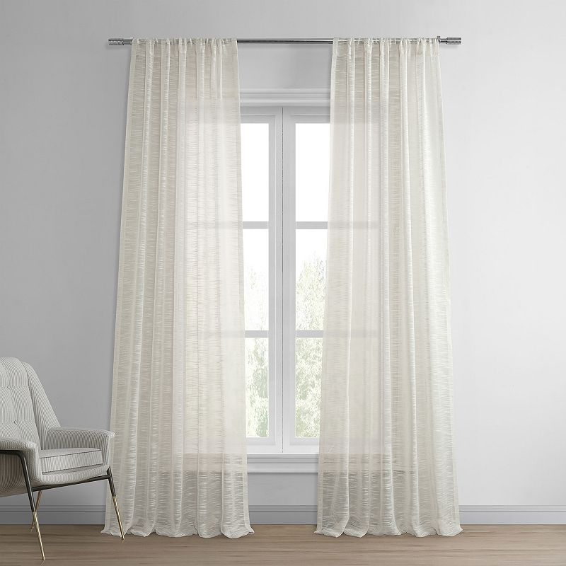 EFF 1-Panel Solid Open-Weave Sheer Window Curtain