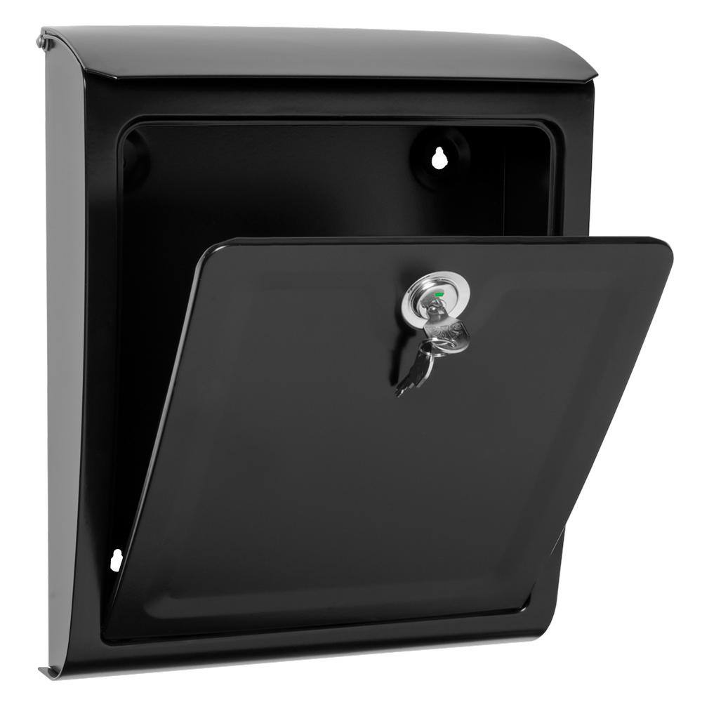 Architectural Mailboxes Sienna Black Medium Steel Locking Wall Mount Mailbox 2596B-10