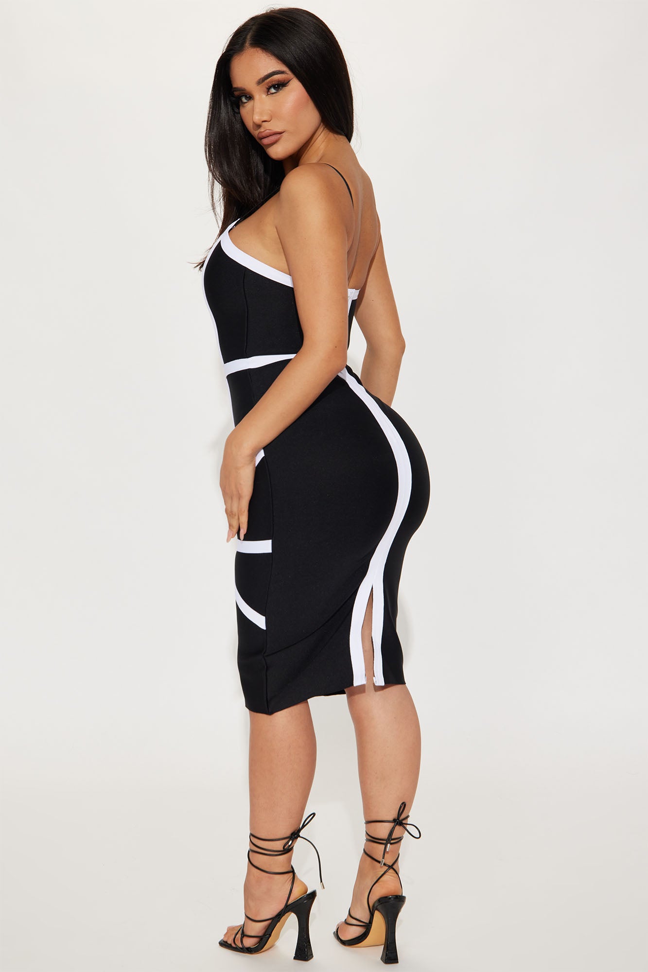 Brynn Bandage Midi Dress - Black/White