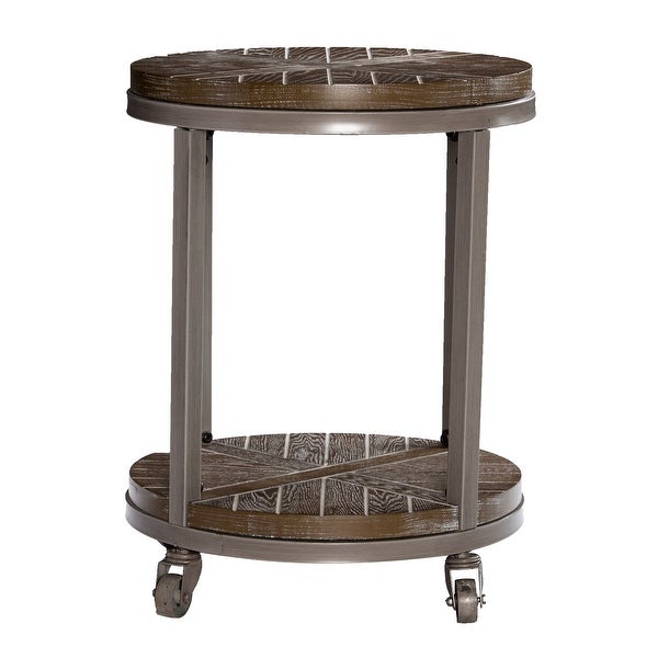 SEI Furniture Kenya Industrial Brown Wood Side Table