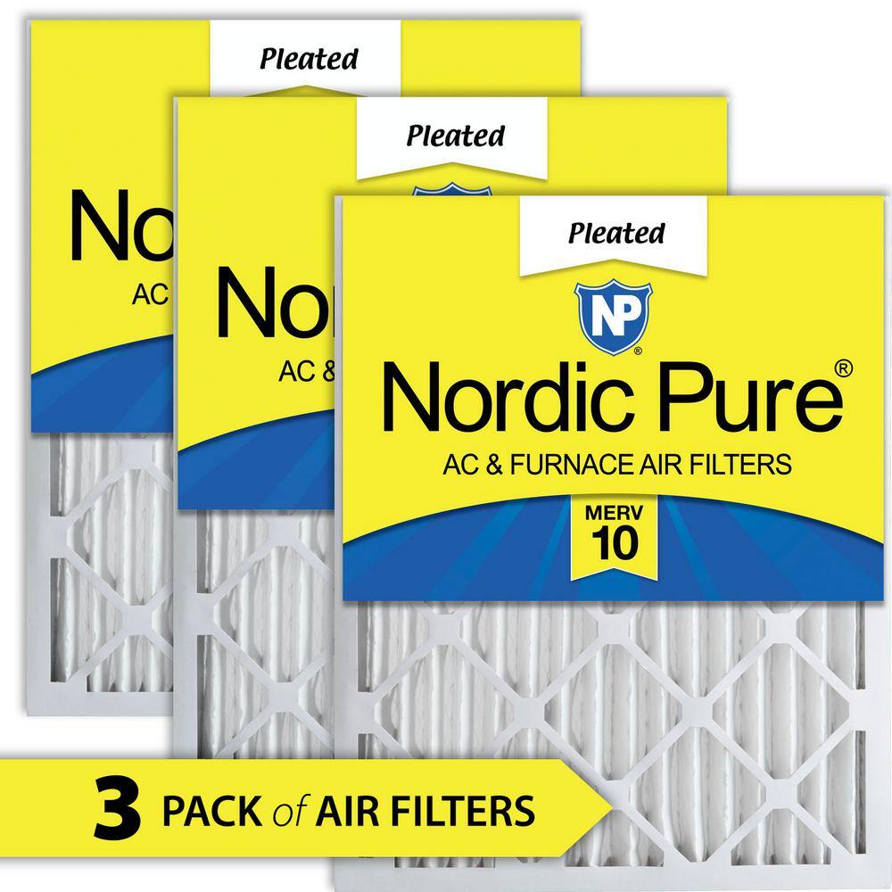 Nordic Pure 20 in. x 25 in. x 2 in. Dust  Pollen Pleated MERV 10 Air Filter (3-Pack) 20x25x2M10-3