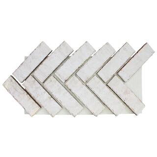 Old Mill Brick 28 in. x 12.5 in. x .625 in. Brickwebb Herringbone Cascade Thin Brick Sheets (Box of 4-Sheets) BWH-370060CS