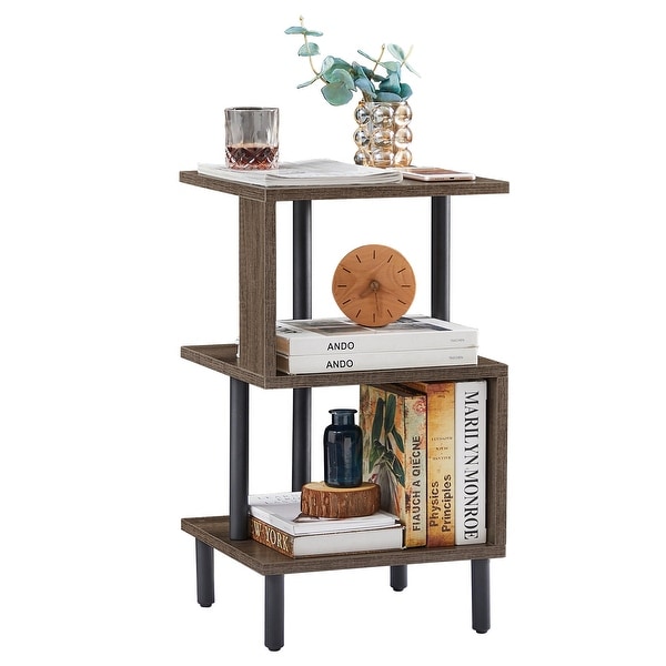 3-Tier Side Table Tall End Table with Storage Rack