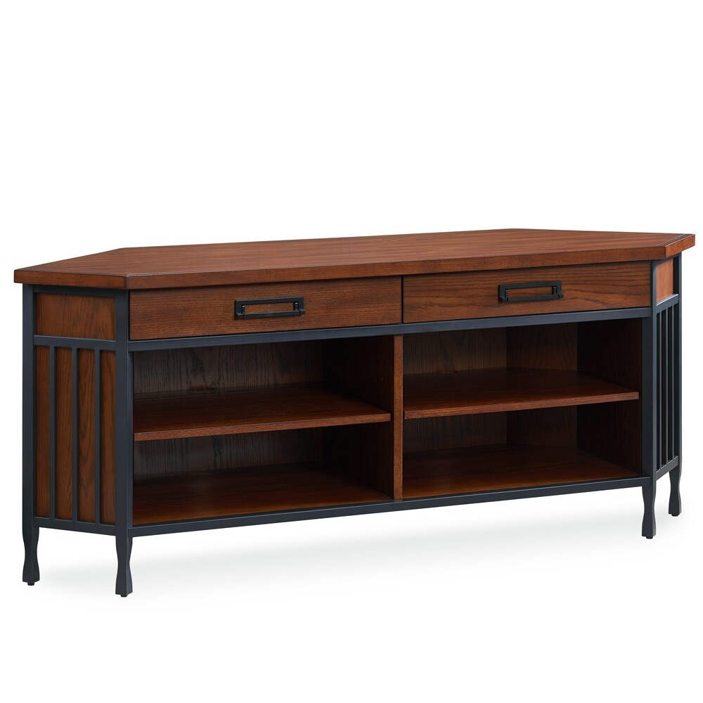 Copper Grove Backan Metal and Wood Corner TV Console